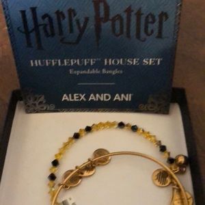 Alex and Ani Hufflepuff bracelets with charms